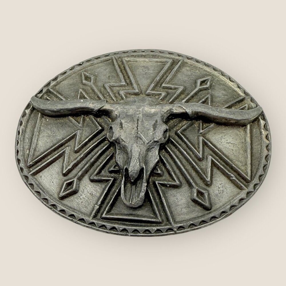 Vintage Siskiyou Buckle Co. Longhorn Skull Belt Buckle Western Style Made In Usa